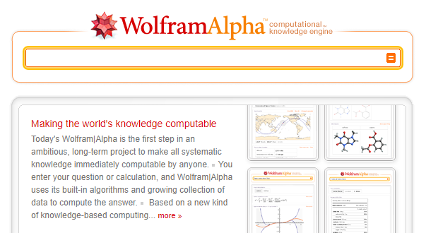 Original Wolfram Alpha Home Page